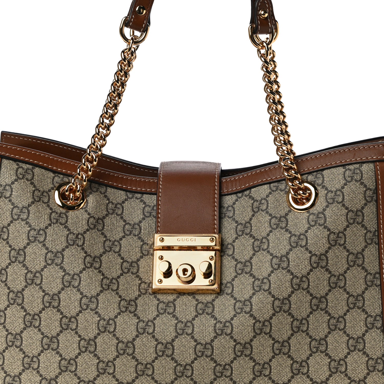 Gucci GG Supreme Monogram Medium Padlock Tote Beige Cuir 9 of 13