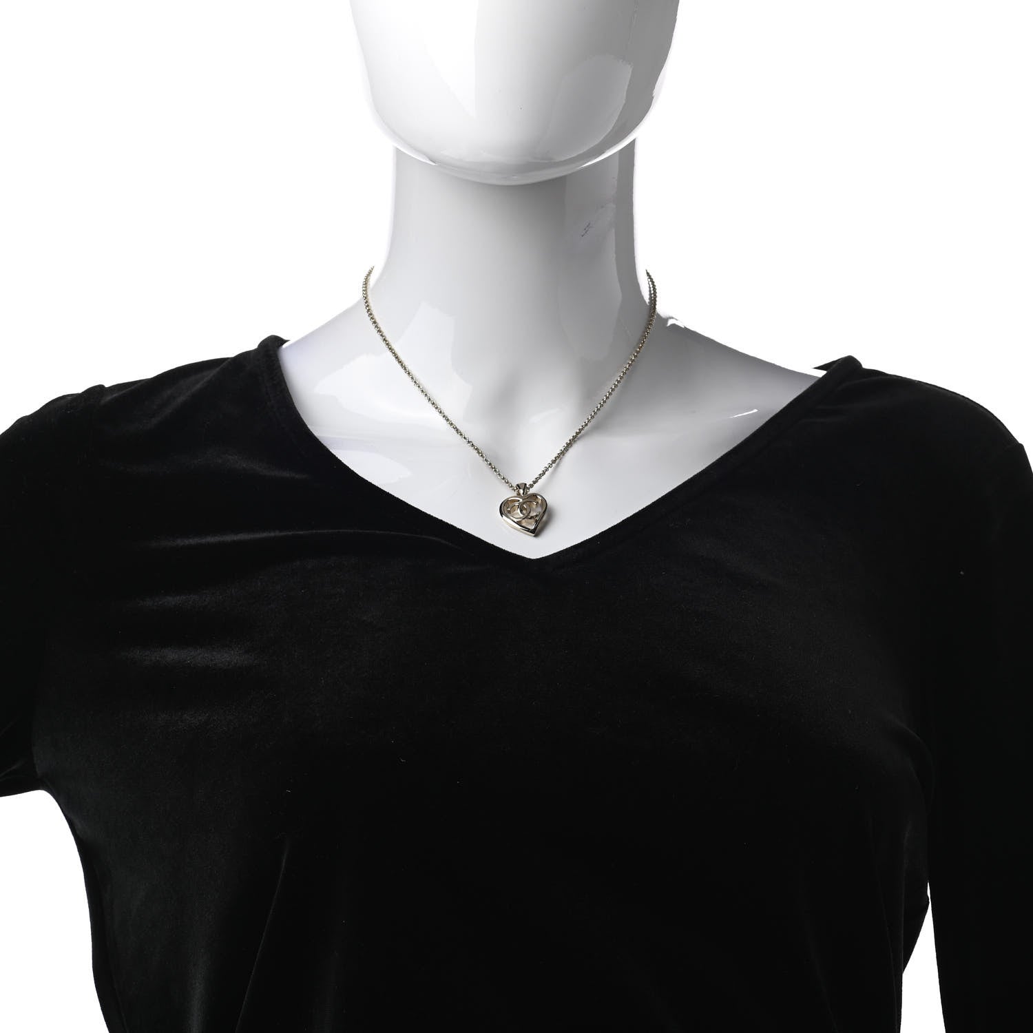 Chanel CC Heart Chain Pendant Necklace Gold 2 of 5