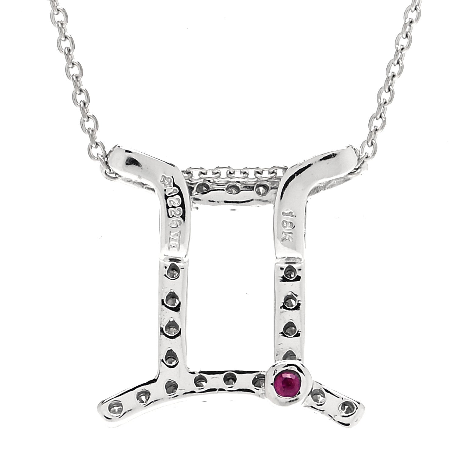 Roberto Coin 18K White Gold Diamond Gemini Zodiac Pendant Necklace 3 of 4