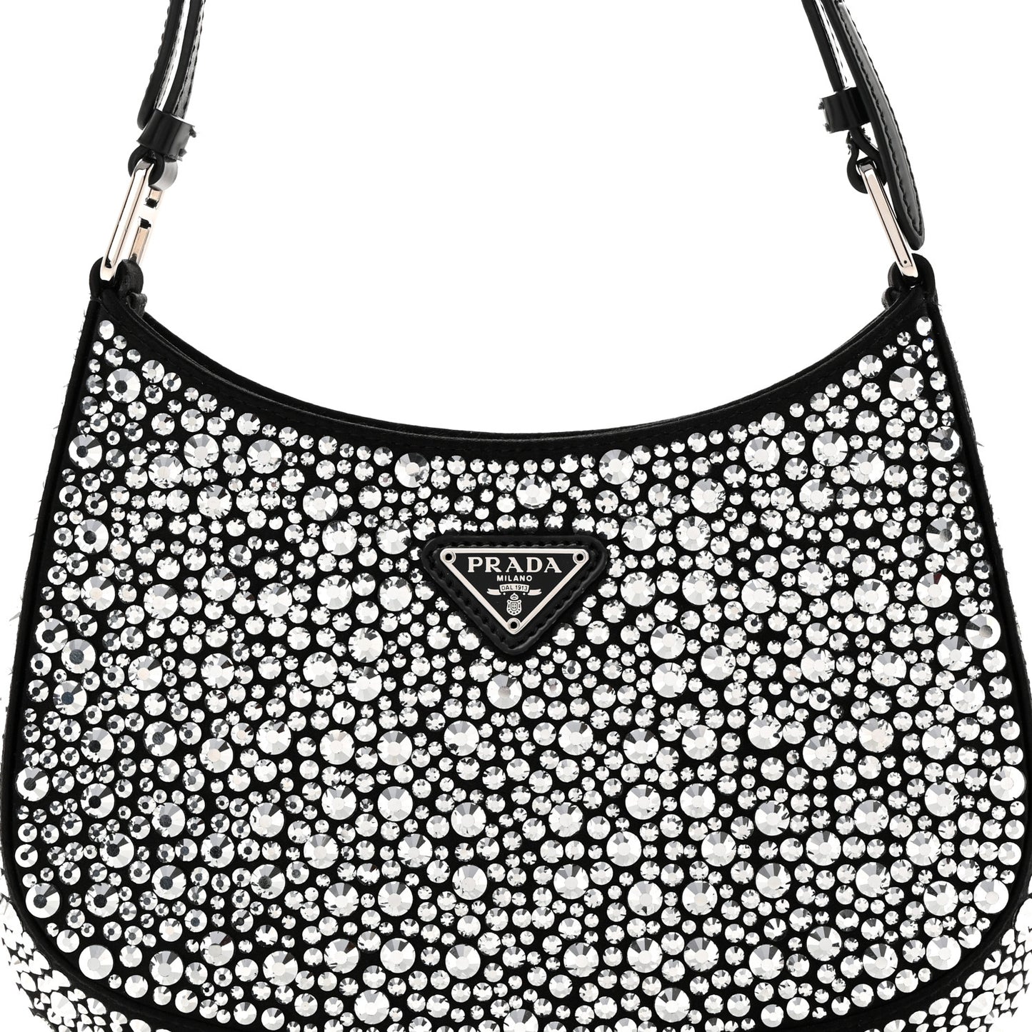 Satin Crystal Cleo Adjustable Strap Shoulder Bag Metal
