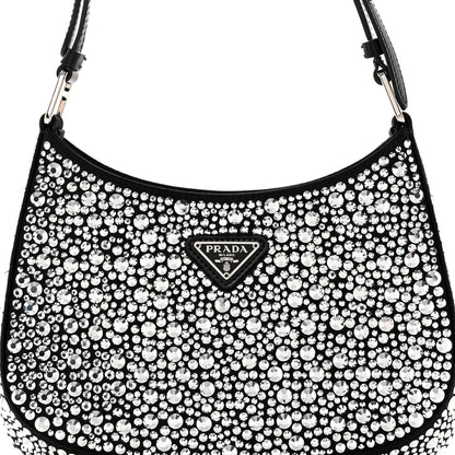 Prada Satin Crystal Cleo Adjustable Strap Shoulder Bag Metal 9 of 11