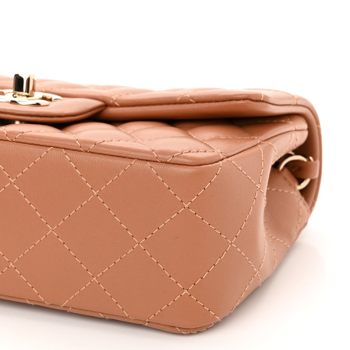 Lambskin Quilted Mini Rectangular Flap Brown