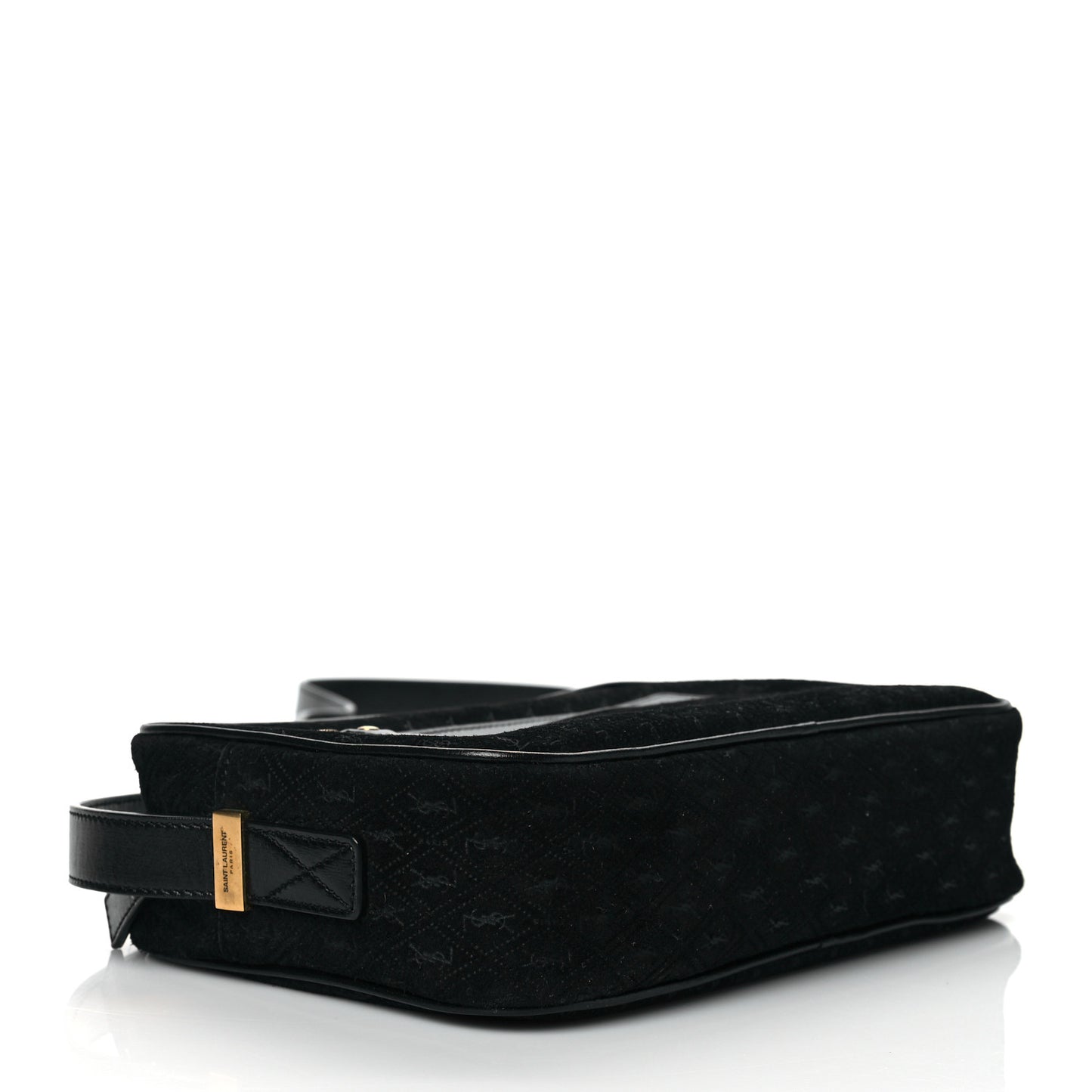 Suede Monogram All Over Camera Bag Black