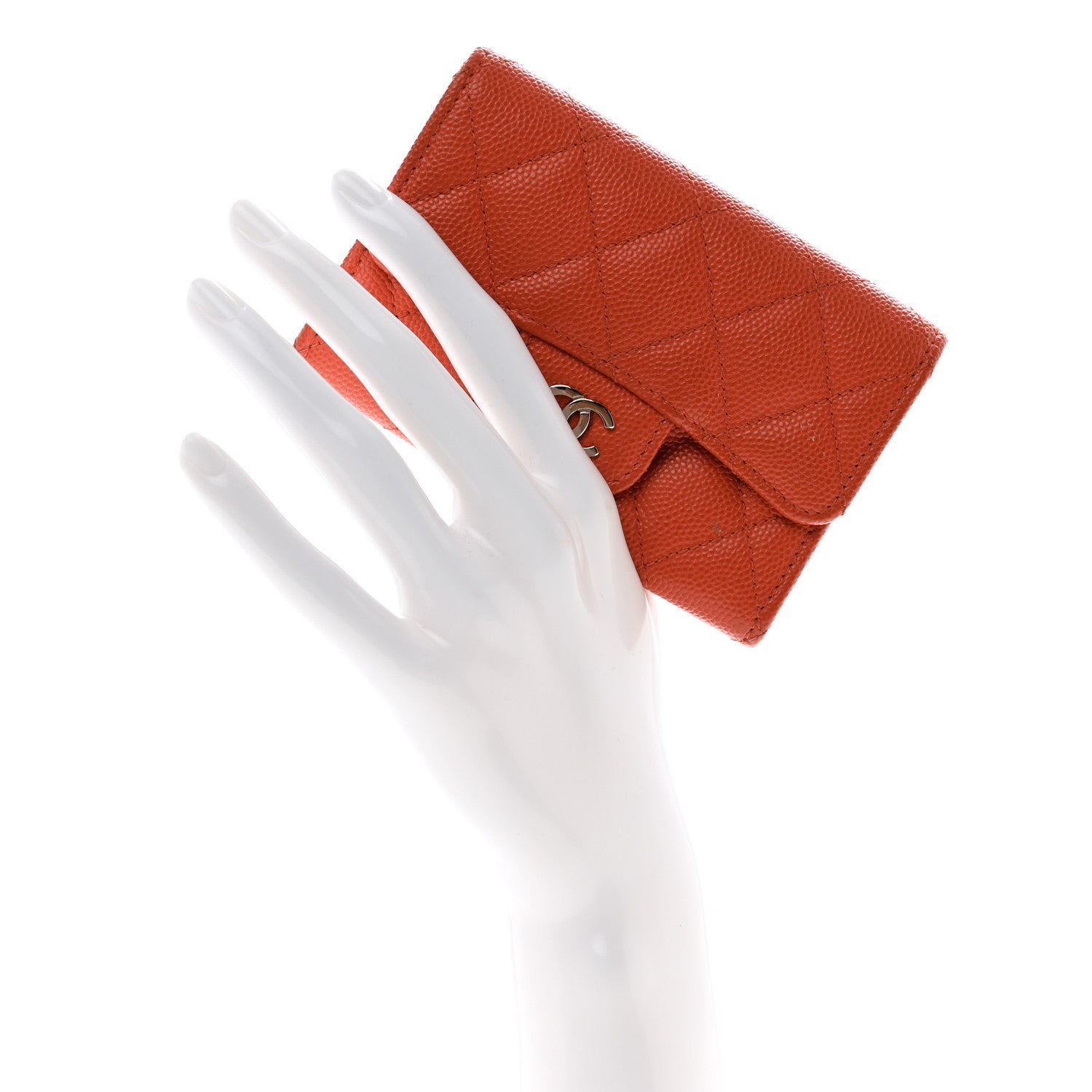 Chanel Caviar Quilted Flap Card Holder Orange 2 of 9