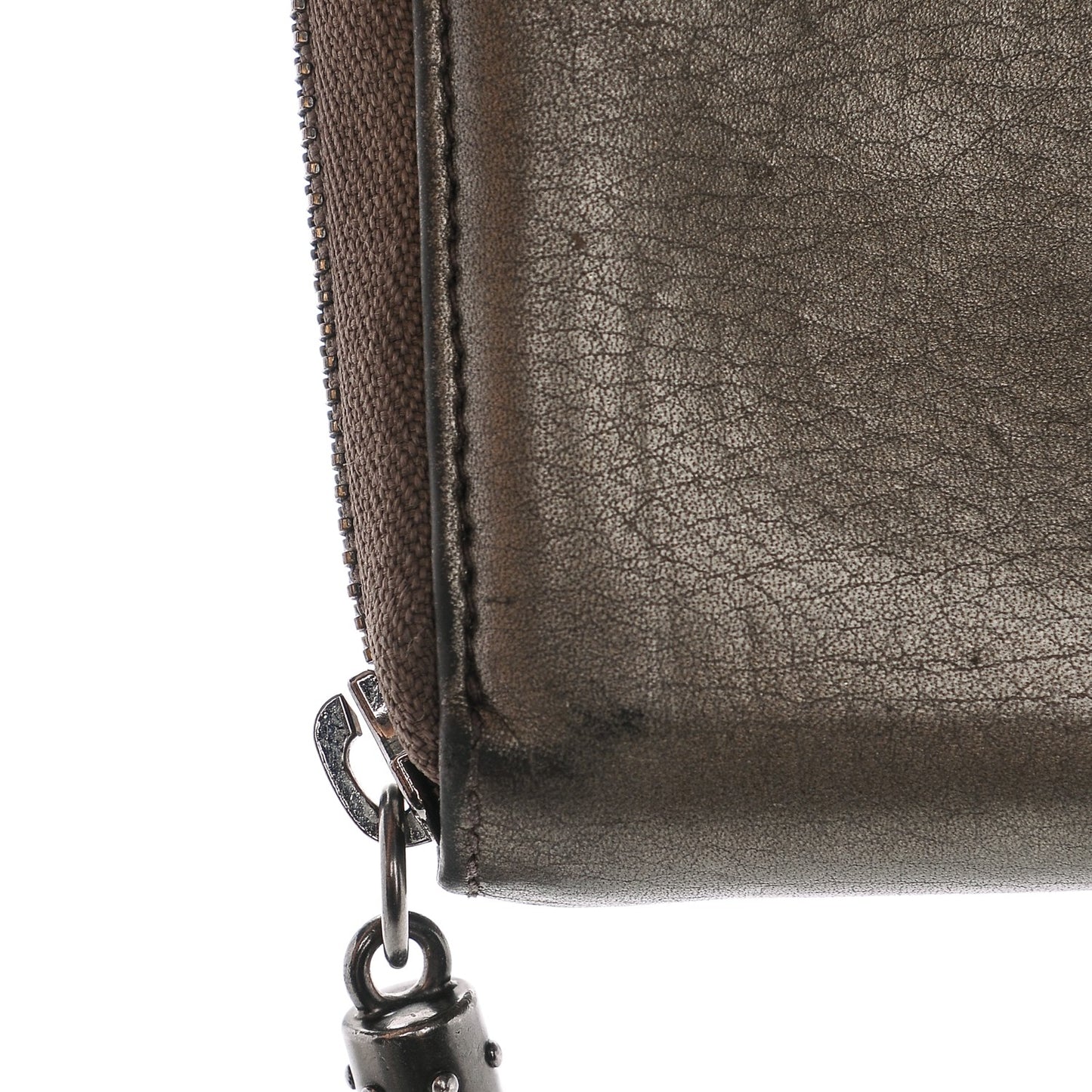 Metallic Pebbled Calfskin Soho Zip Around Wallet Sasso