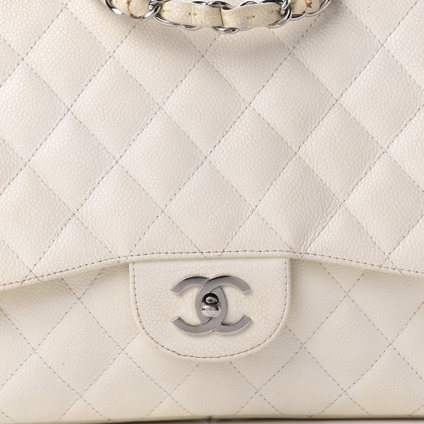 Caviar Quilted Jumbo Single Flap White