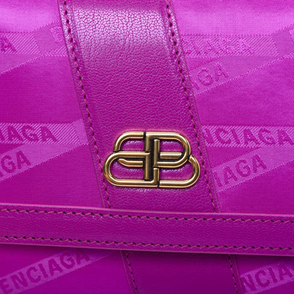 Balenciaga Jacquard Nylon Calfskin Shift Wallet On Strap Pink 19 of 21