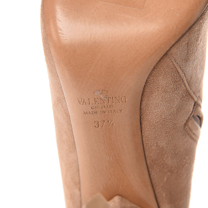 Valentino Garavani Suede Stretch Pointed Toe Mid Calf Boots 37.5 Skin Sorbet 6 of 9