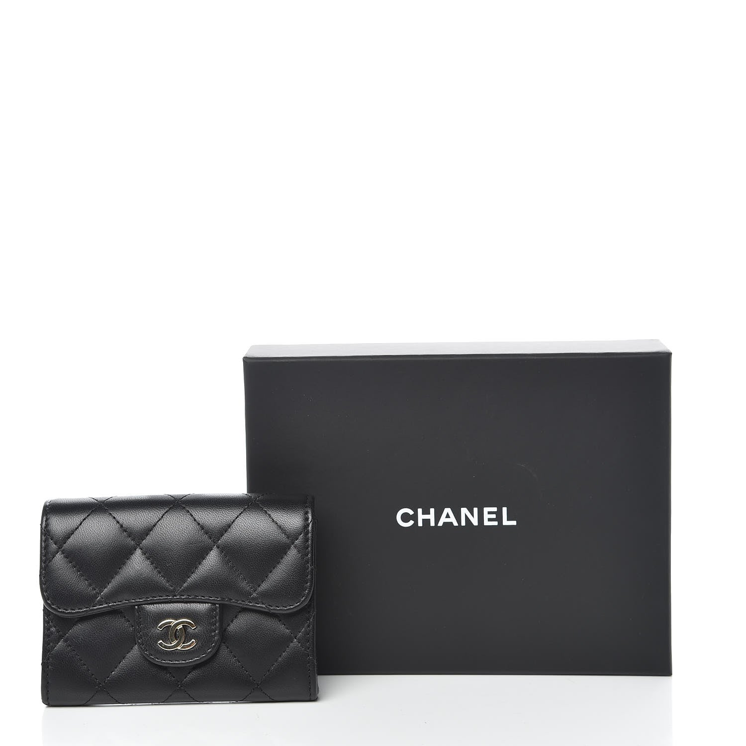Chanel Lambskin Quilted Flap Card Holder Wallet Black 10 of 10