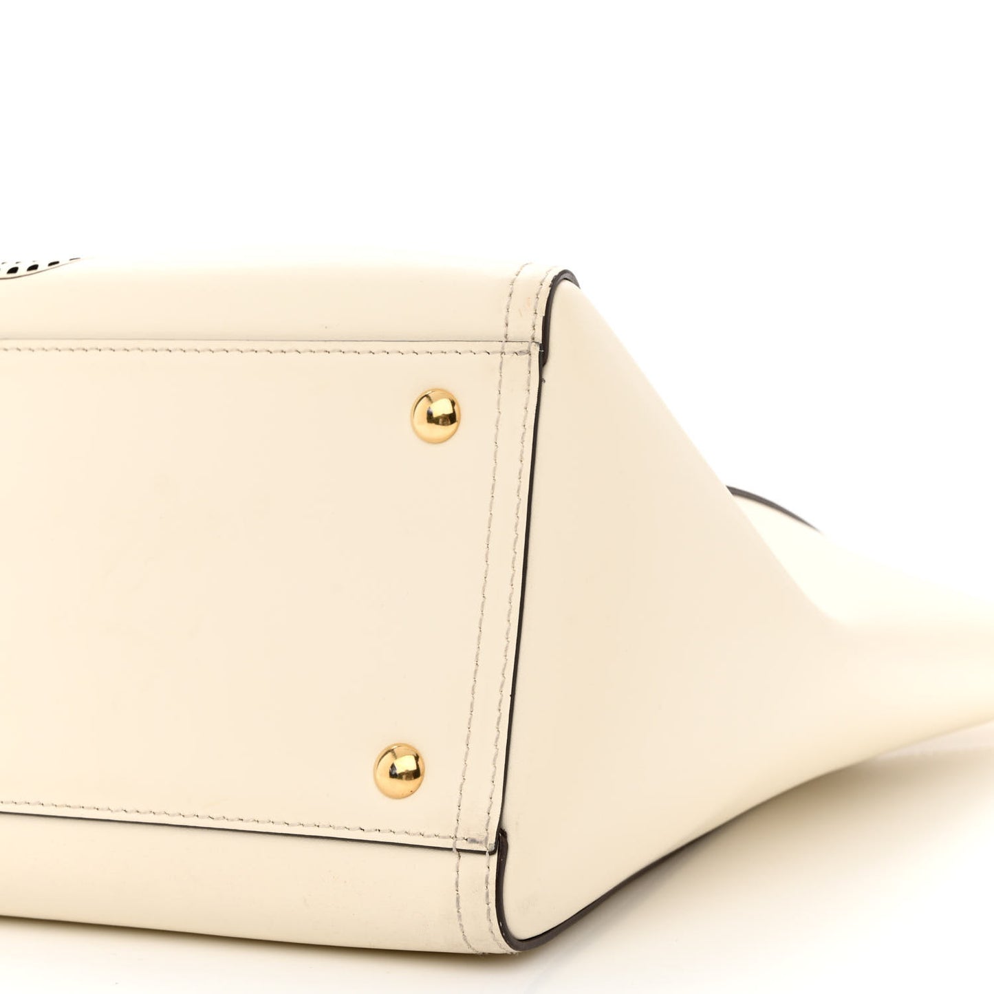 Calfskin Perforated Logo Bonnie Tote Ivory Black