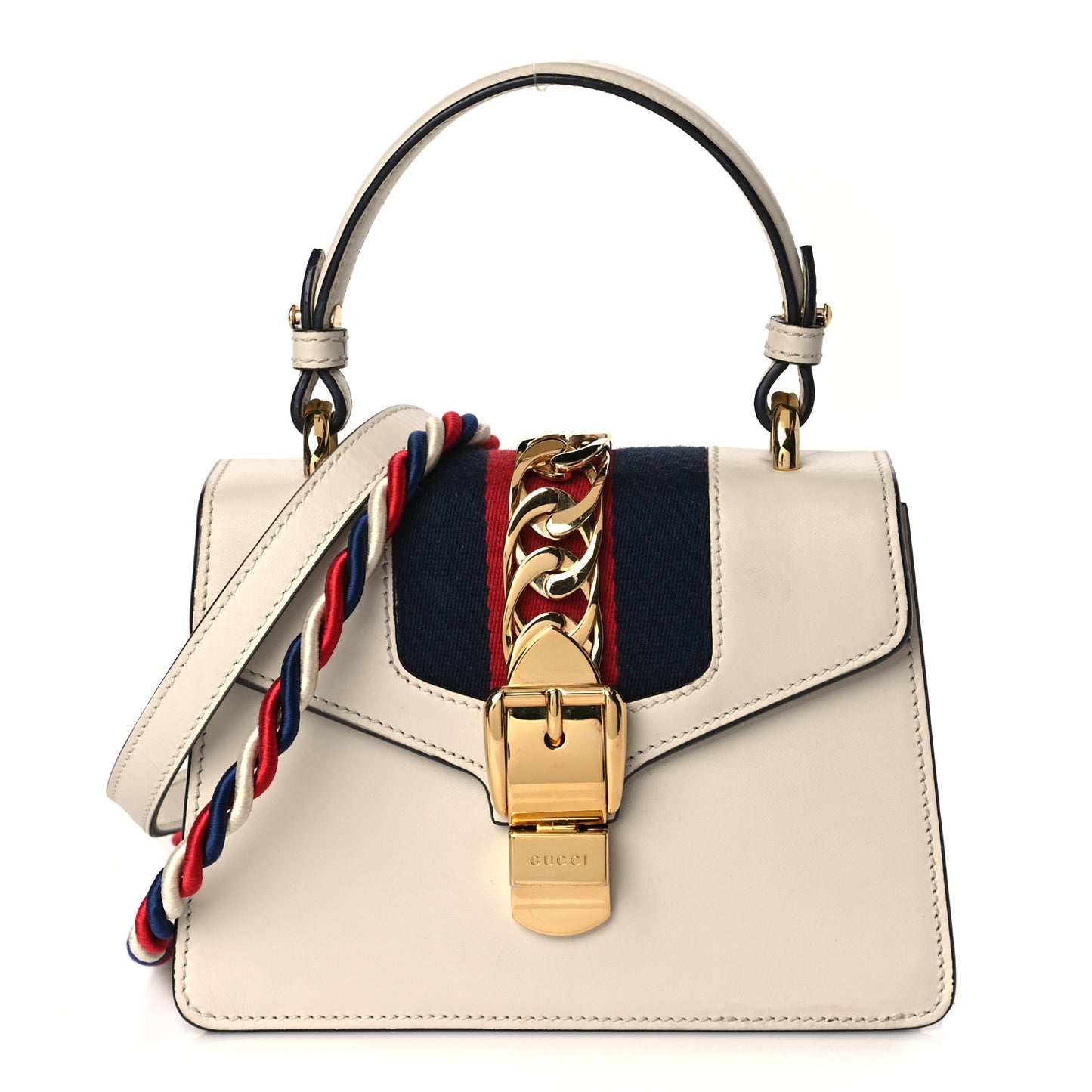 Calfskin Mini Sylvie Top Handle Bag White