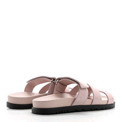 Hermes Suede Goatskin Womens Chypre Sandals 36 Rose Porcelaine 4 of 9