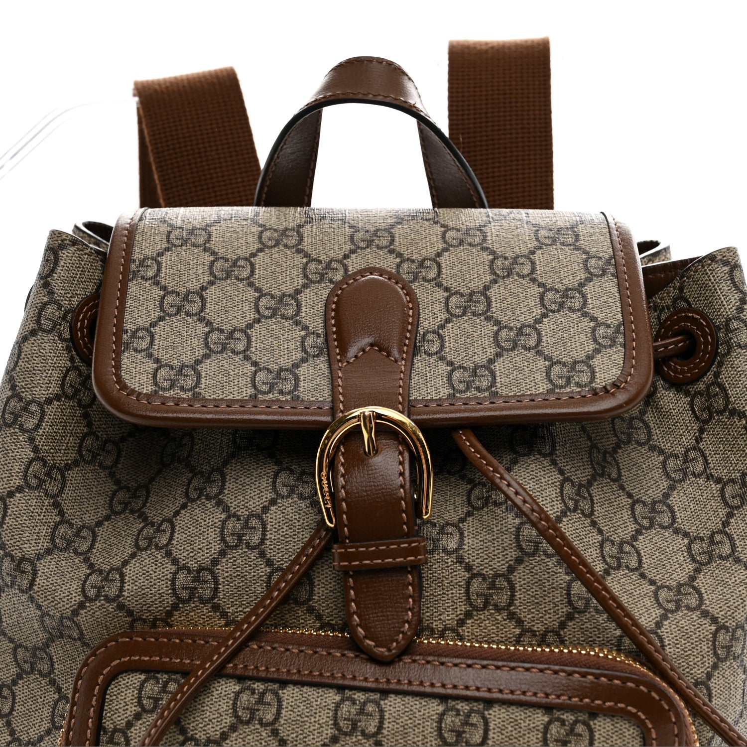Gucci GG Supreme Monogram Azalea Calfskin Retro Interlocking G Buckle Backpack Beige Ebony Brown Sugar 7 of 9