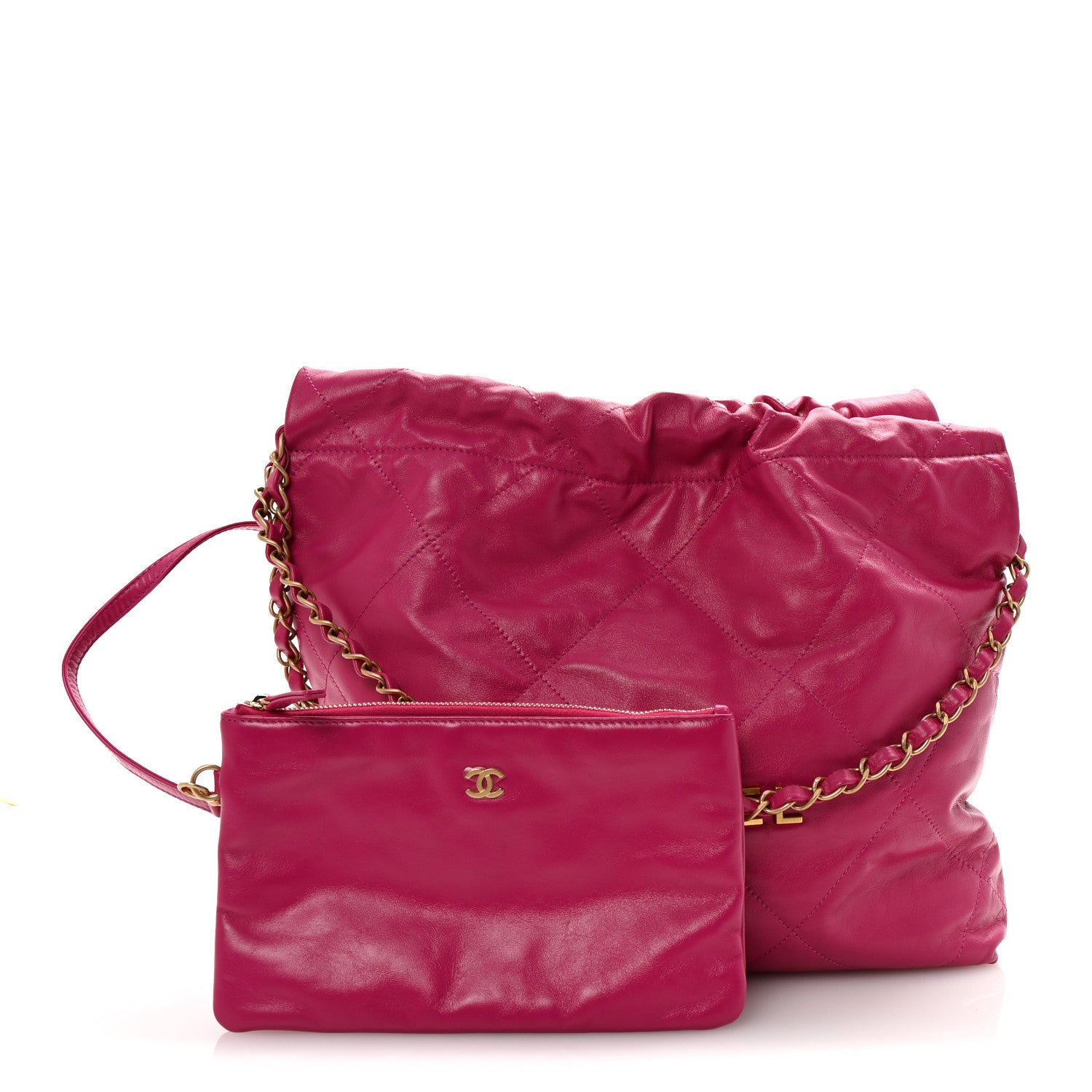 Chanel Shiny Calfskin Quilted Small Chanel 22 Fuchsia 3 of 11