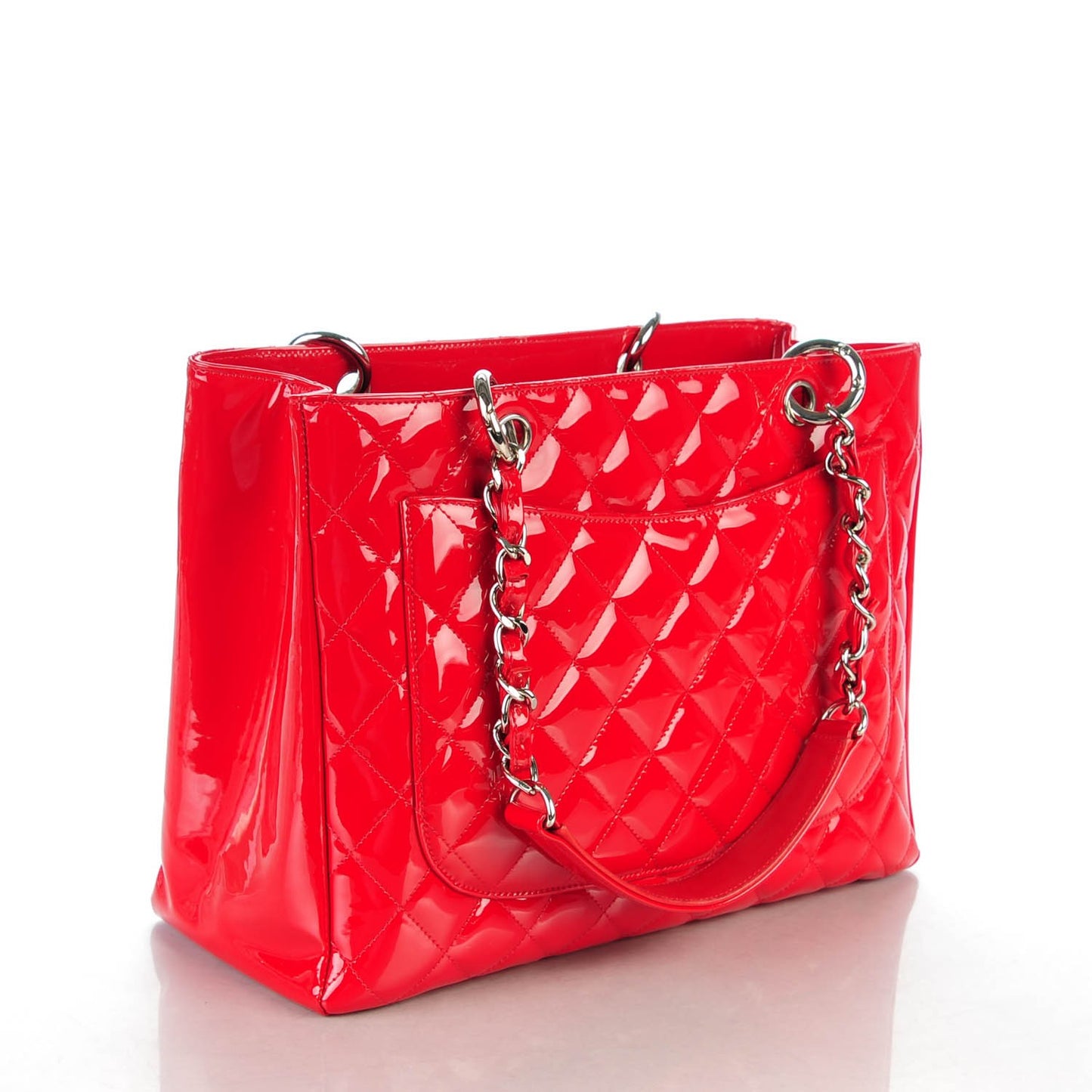 Patent Quilted Grand Shopping Tote GST Red