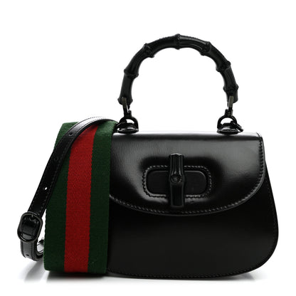 Gucci Boarded Dyana Lux Calfskin Web Monochrome Small Bamboo 1947 Top Handle Bag Black 1 of 10