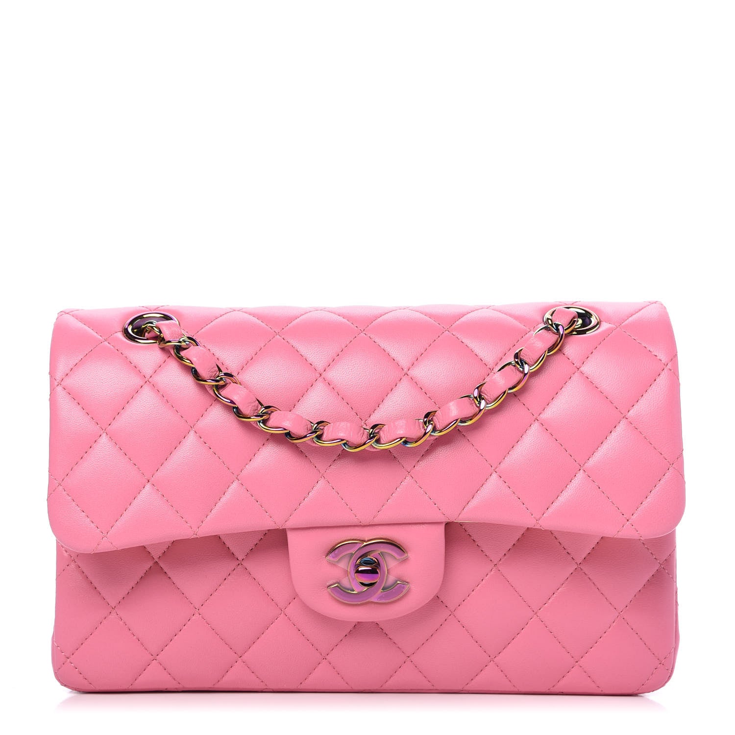 Chanel Lambskin Quilted Mini Rectangular Flap Pink Yellow 1 of 11