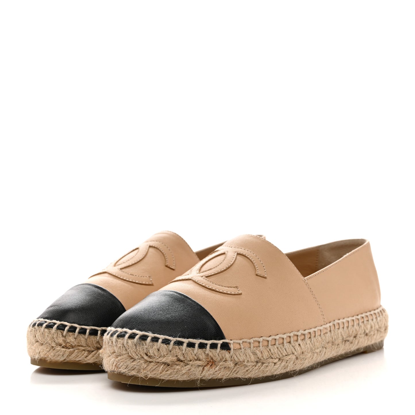 Lambskin CC Espadrilles 37 Beige Black