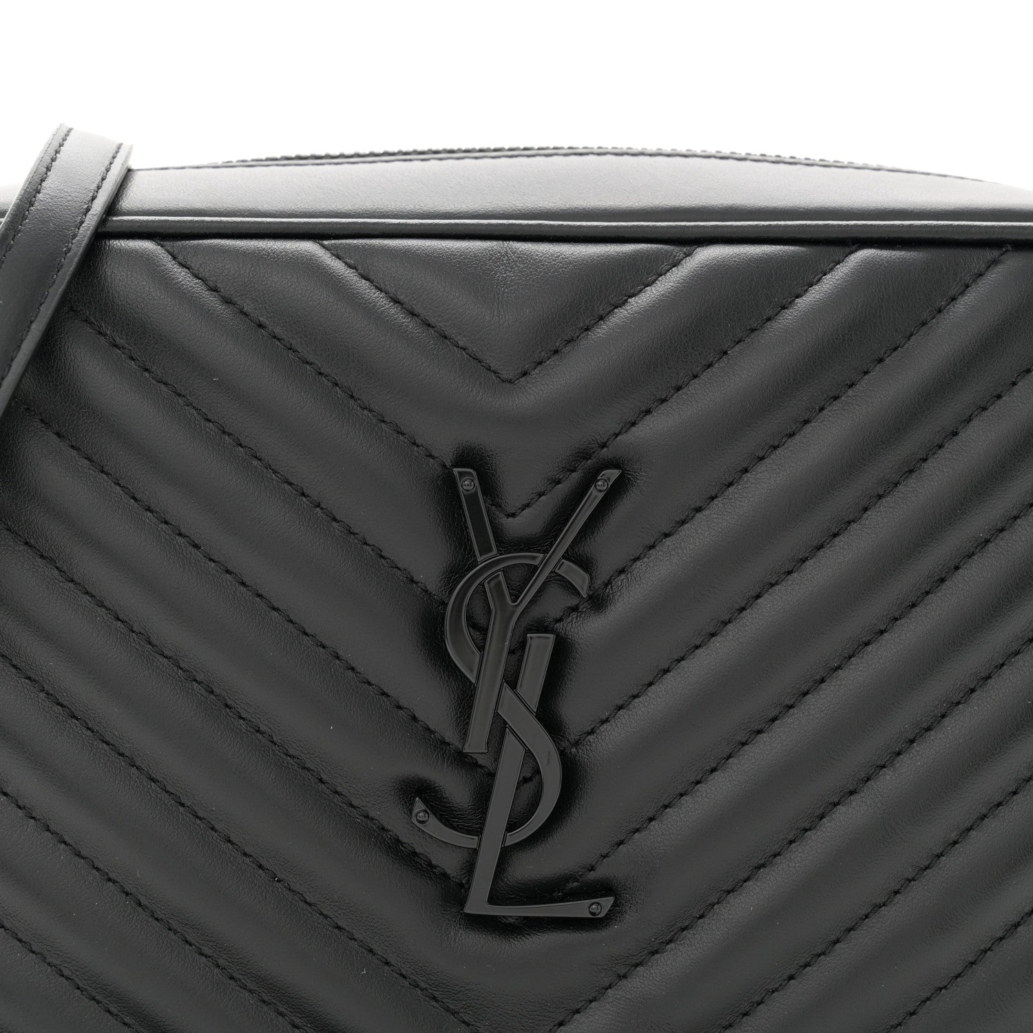 Saint Laurent Calfskin Matelasse Monogram Monochrome Lou Camera Bag Black 8 of 11