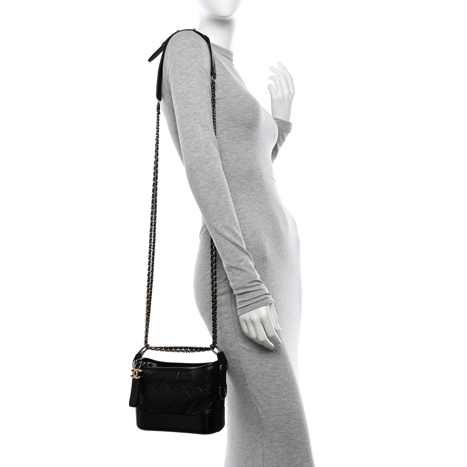 Chanel Aged Calfskin Quilted Small Gabrielle Hobo Black 2 of 12