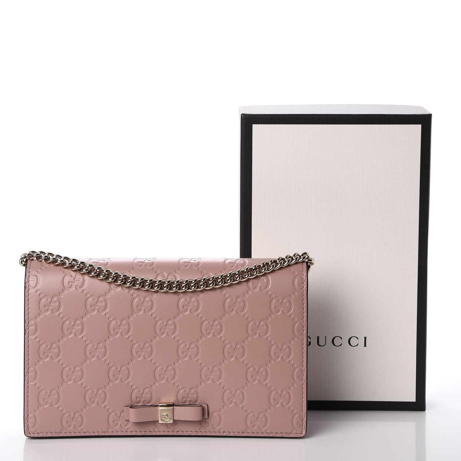 Gucci Guccissima Signature Bowy Chain Wallet Dark Cipria 7 of 7