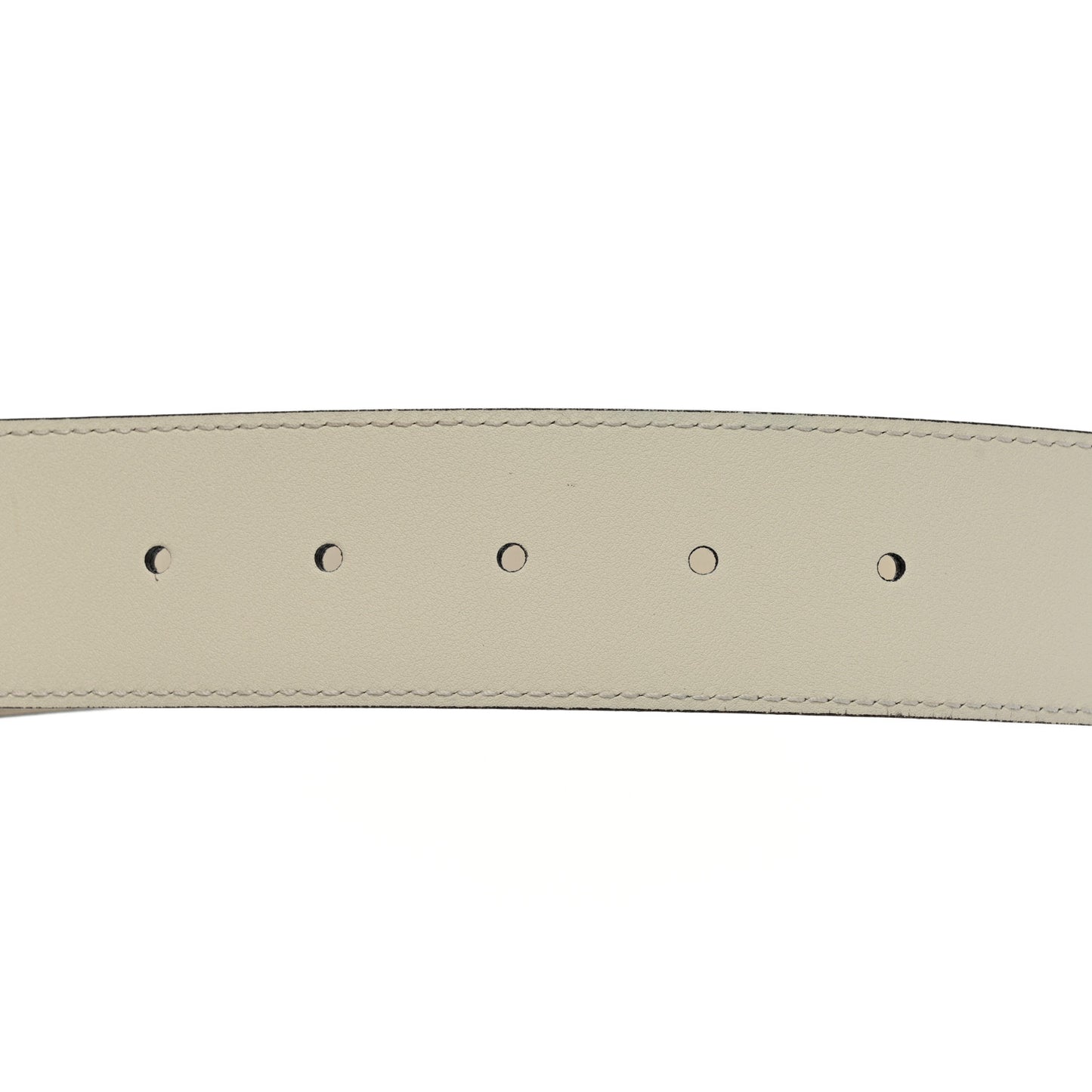 Azalea Calfskin Enamel Monochrome Double G 40mm Belt 80 32 Mystic White