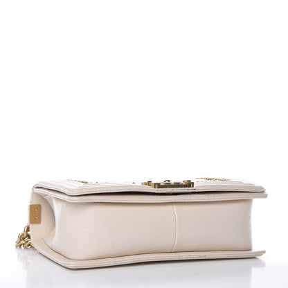 Chanel Aged Calfskin Quilted Medium Jacket Boy Flap White 4 of 12