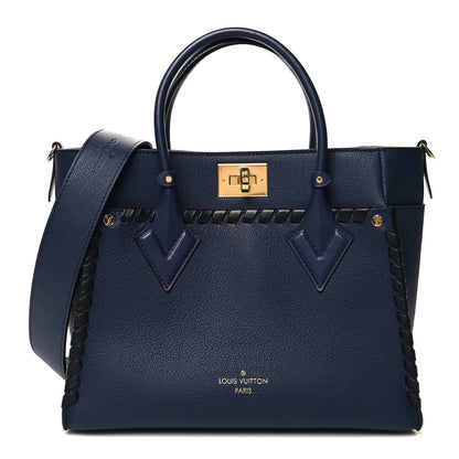 Louis Vuitton Calfskin Mahina Braided On My Side MM Navy Blue 1 of 10