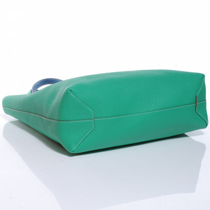 Hermes Taurillon Clemence Double Sens 45 Reversible Tote Menthe and Bleu Thalassa 5 of 9