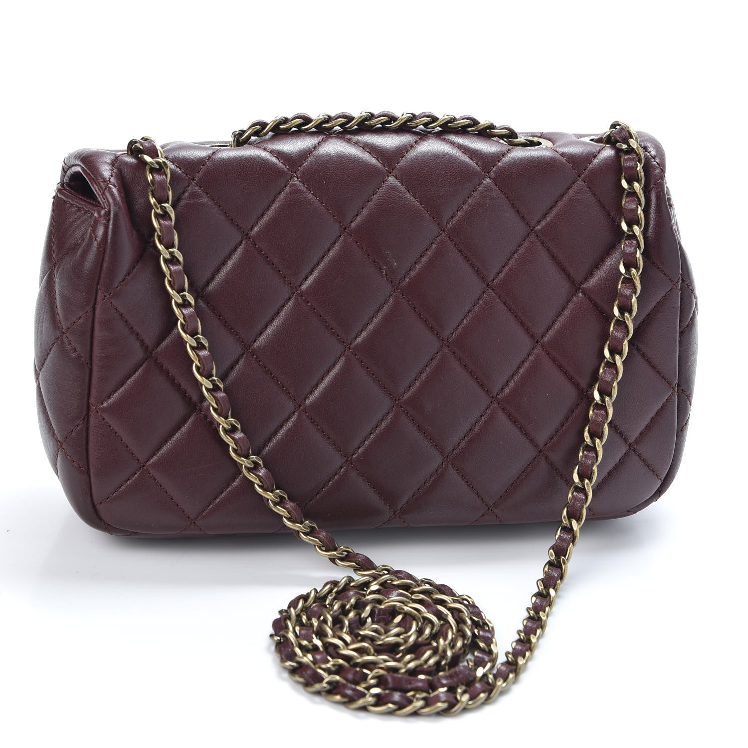Chanel Lambskin Quilted Meat Packaged Mini Rectangular Flap Burgundy 2 of 9