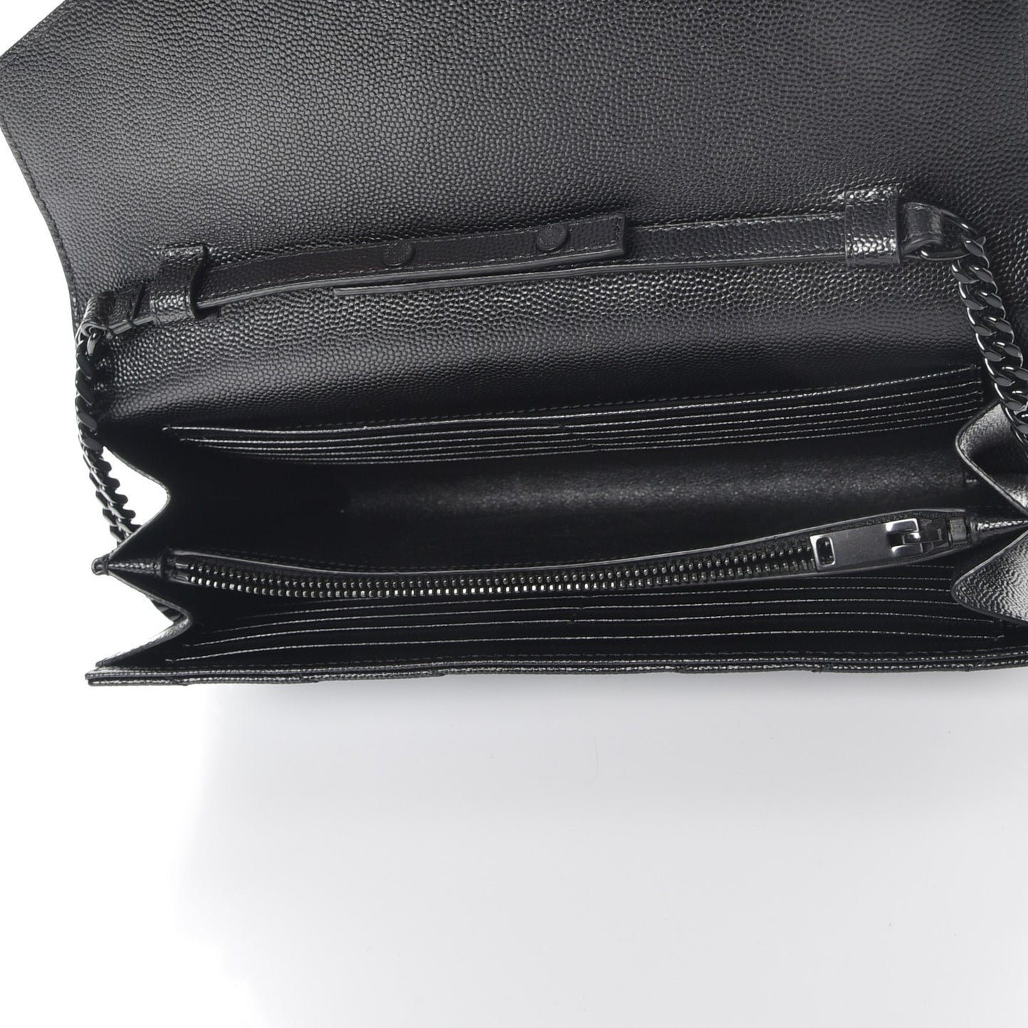 Grain De Poudre Matelasse Chevron Monogram Chain Wallet Black