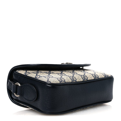 Gucci GG Supreme Monogram Textured Dollar Calfskin Mini Ophidia Flap Shoulder Bag Beige Blue 4 of 10