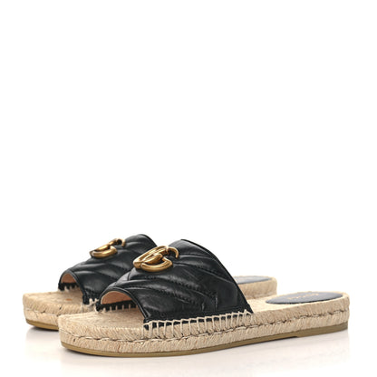 Gucci Nappa Matelasse GG Marmont Espadrille Slide Sandals 36.5 Black 2 of 9