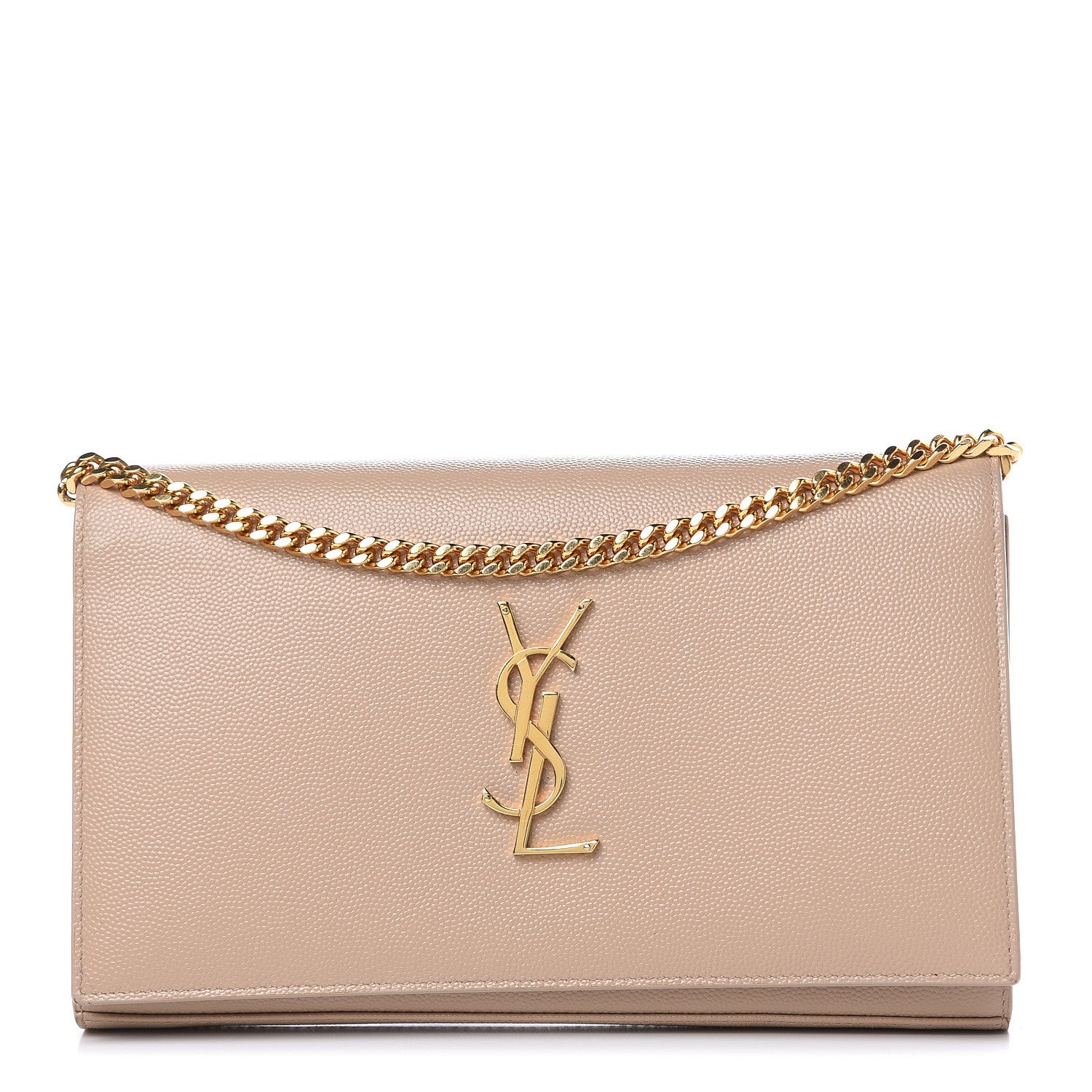 Saint Laurent Grain De Poudre Monogram Chain Wallet Dark Beige 1 of 14