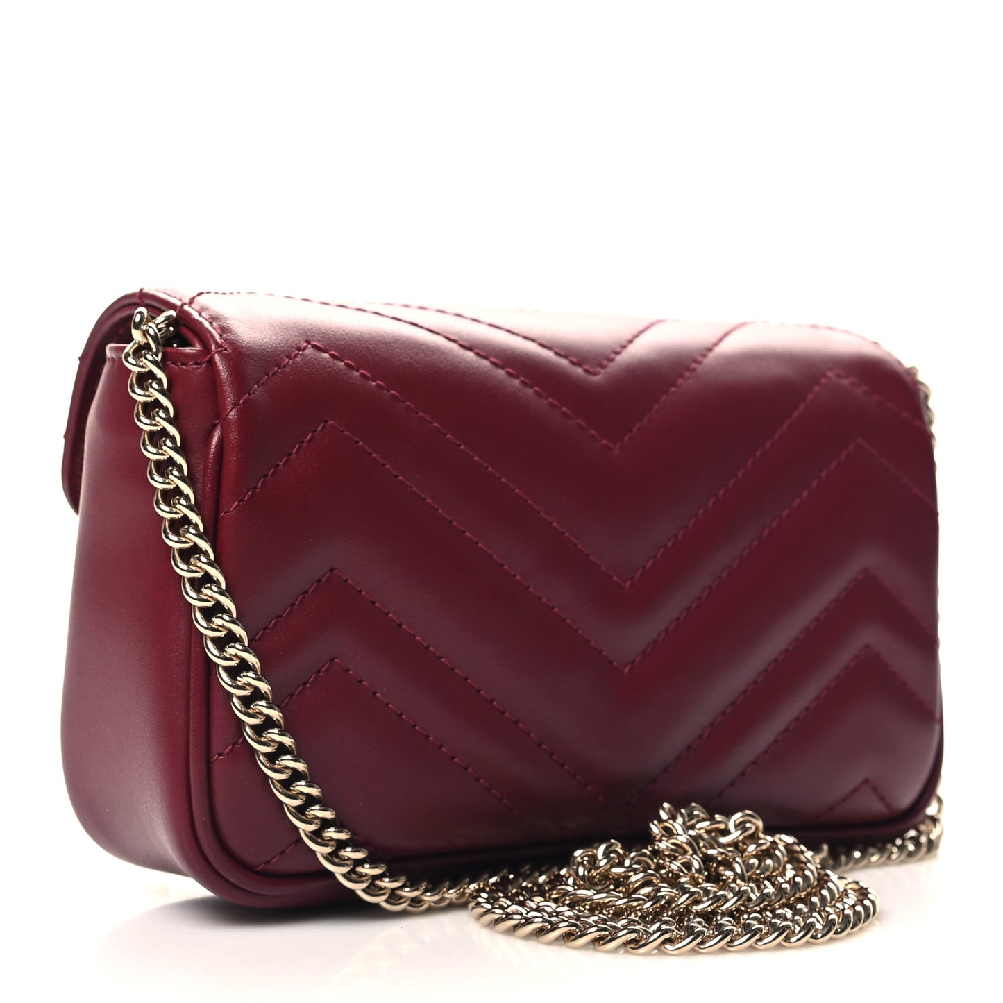 Calfskin Matelasse Super Mini GG Marmont Shoulder Bag Rosso Ancora