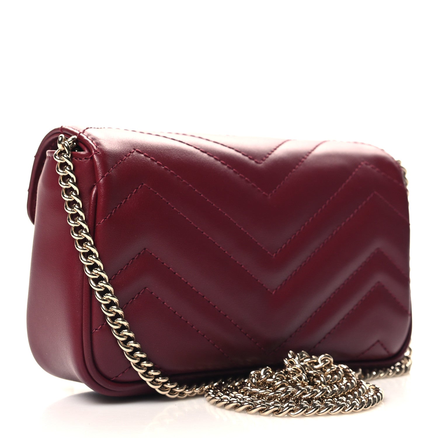 Gucci Calfskin Matelasse Super Mini GG Marmont Shoulder Bag Rosso Ancora 3 of 10