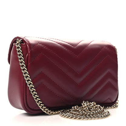 Gucci Calfskin Matelasse Super Mini GG Marmont Shoulder Bag Rosso Ancora 3 of 10