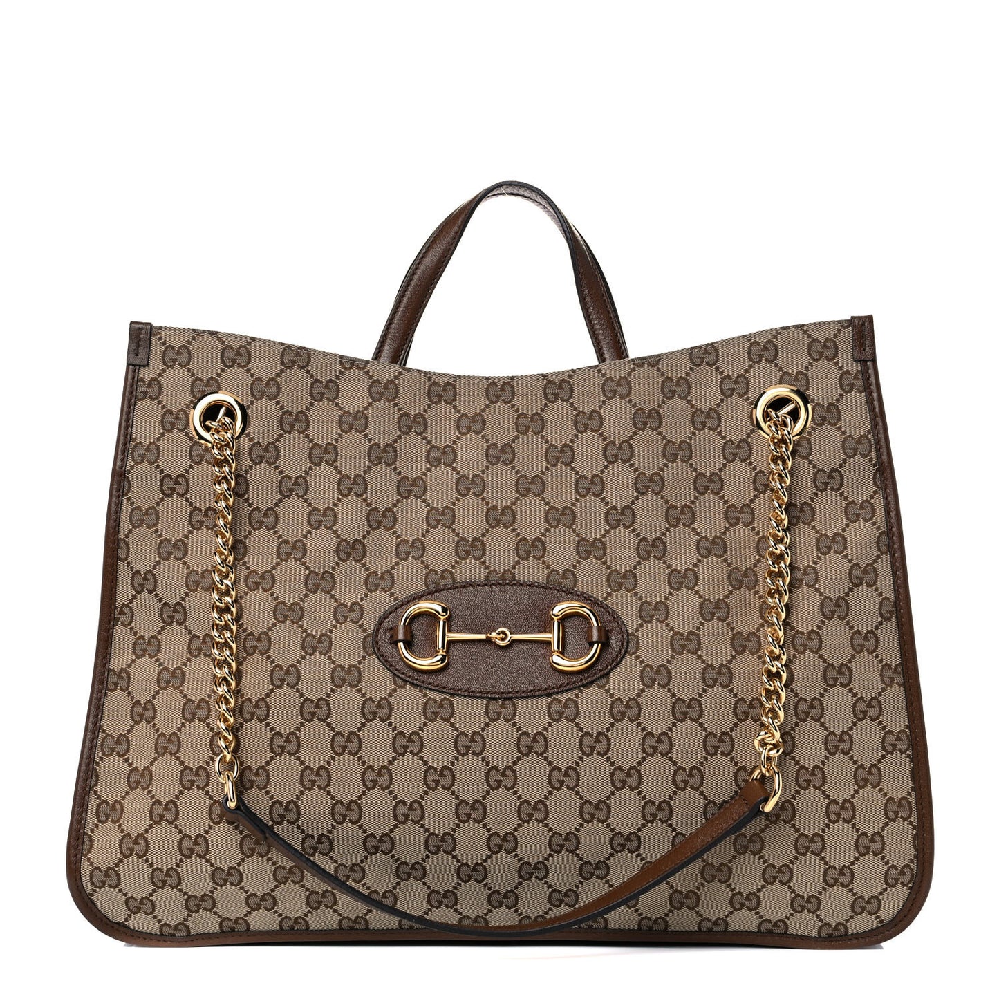 Monogram Calfskin Large Horsebit 1955 Tote Bag Beige Brown Sugar