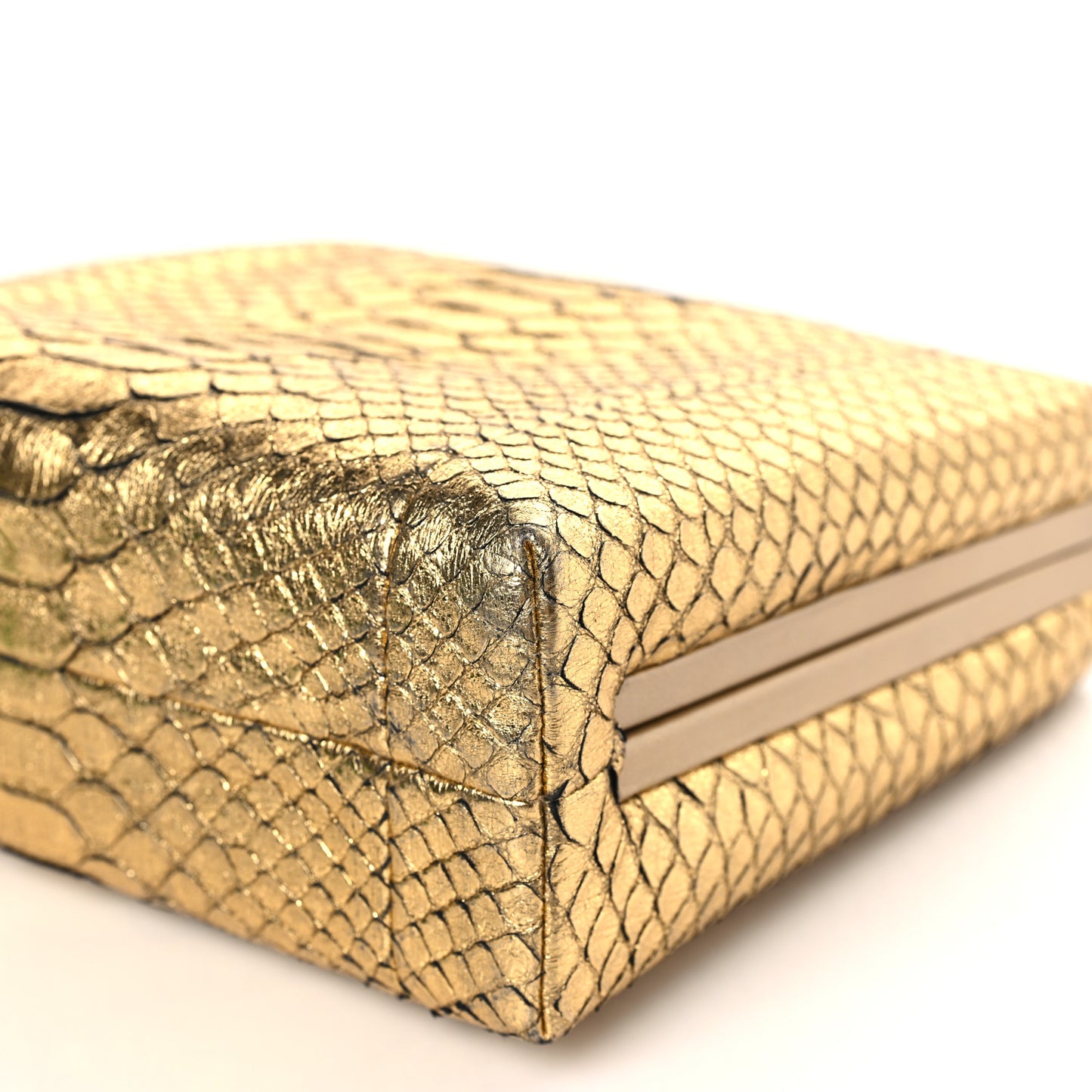 Metallic Snakeskin Kisslock Crossbody Gold
