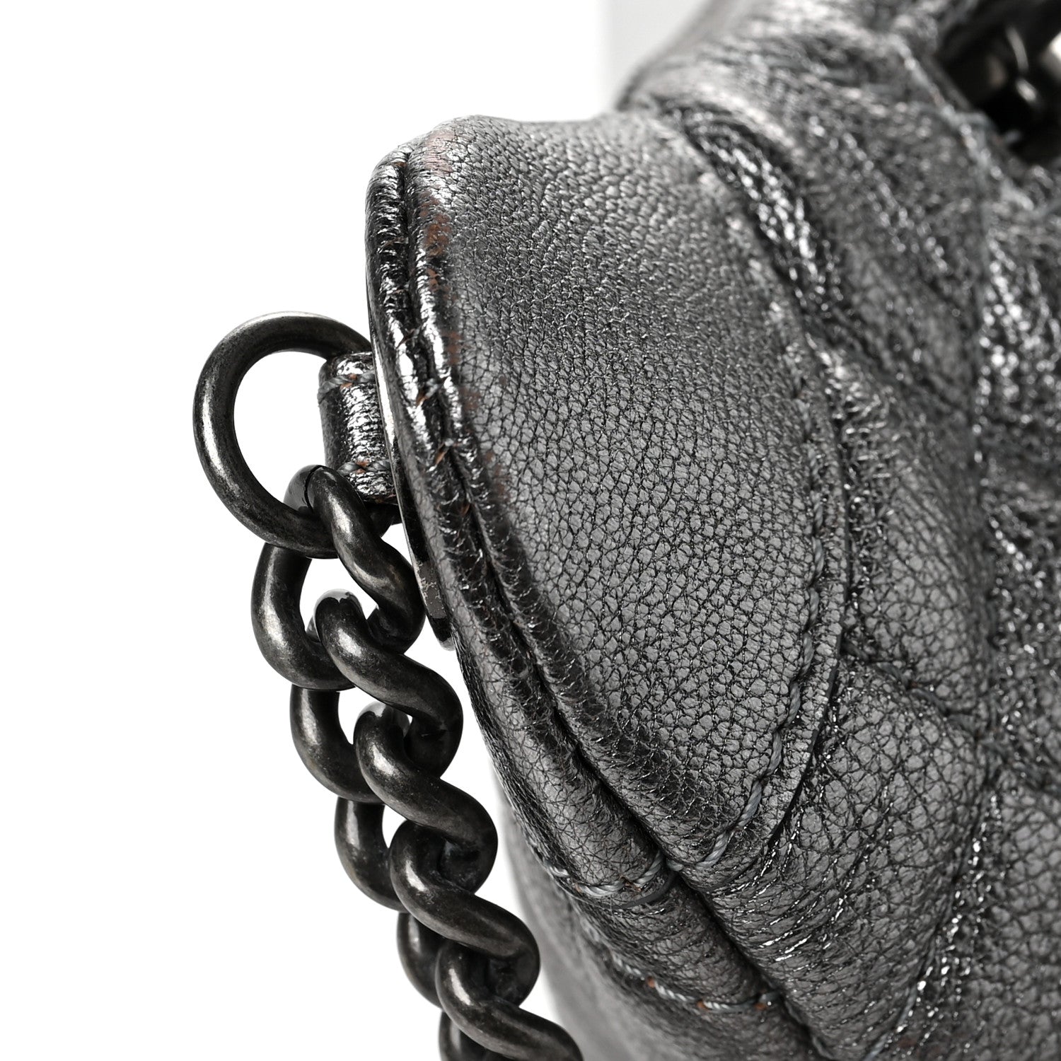 Chanel Metallic Calfskin Quilted Banane Waist Bag Fanny Pack Silver 7 of 10