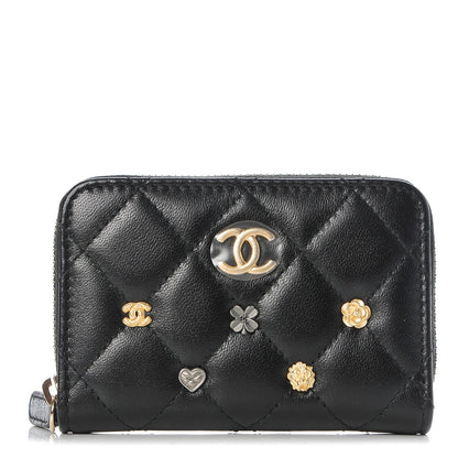 Chanel Lambskin Lucky Charms Zip Coin Purse Black 1 of 8