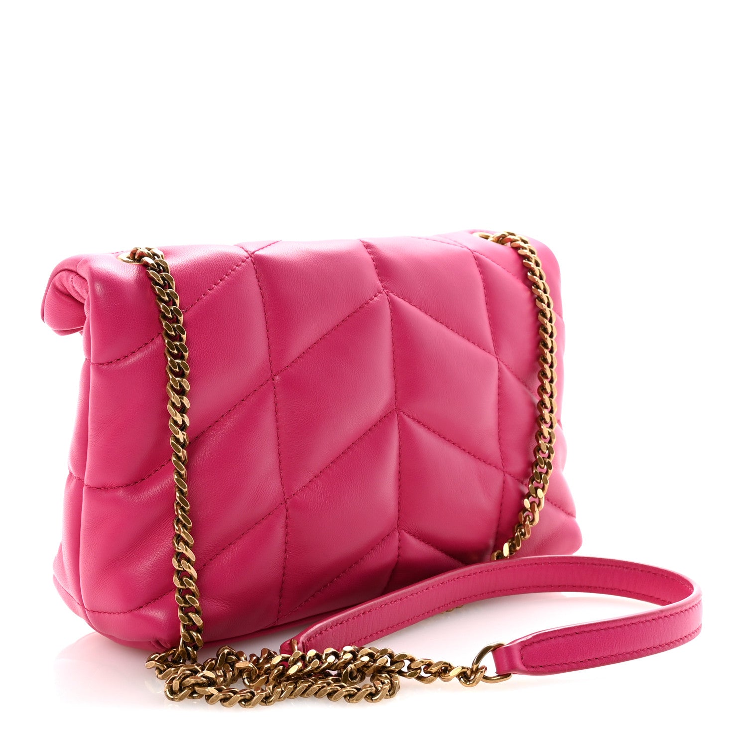 Saint Laurent Lambskin Quilted Toy Loulou Puffer Monogram Chain Satchel Bubblegum 3 of 10