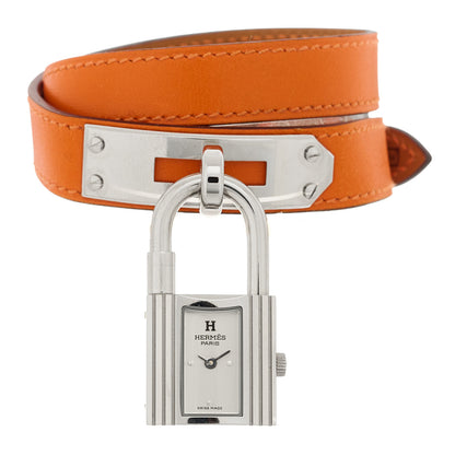 Hermes Stainless Steel Swift 20mm Kelly Cadena Double Tour Quartz Watch Orange 2 of 4
