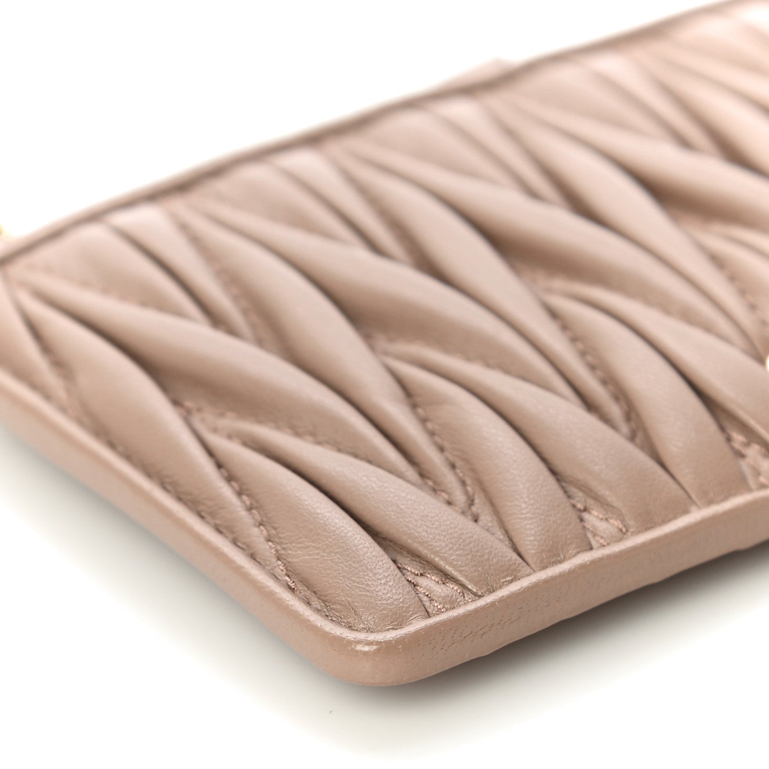 Miu Miu Nappa Matelasse Quilted Zip Card Case Cammeo 9 of 11
