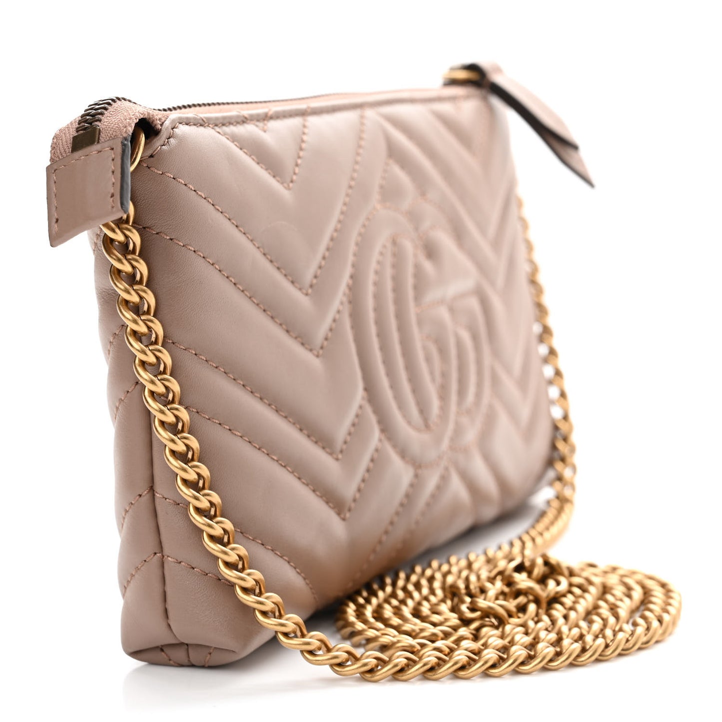 Calfskin Matelasse Mini GG Marmont Chain Bag Porcelain Rose
