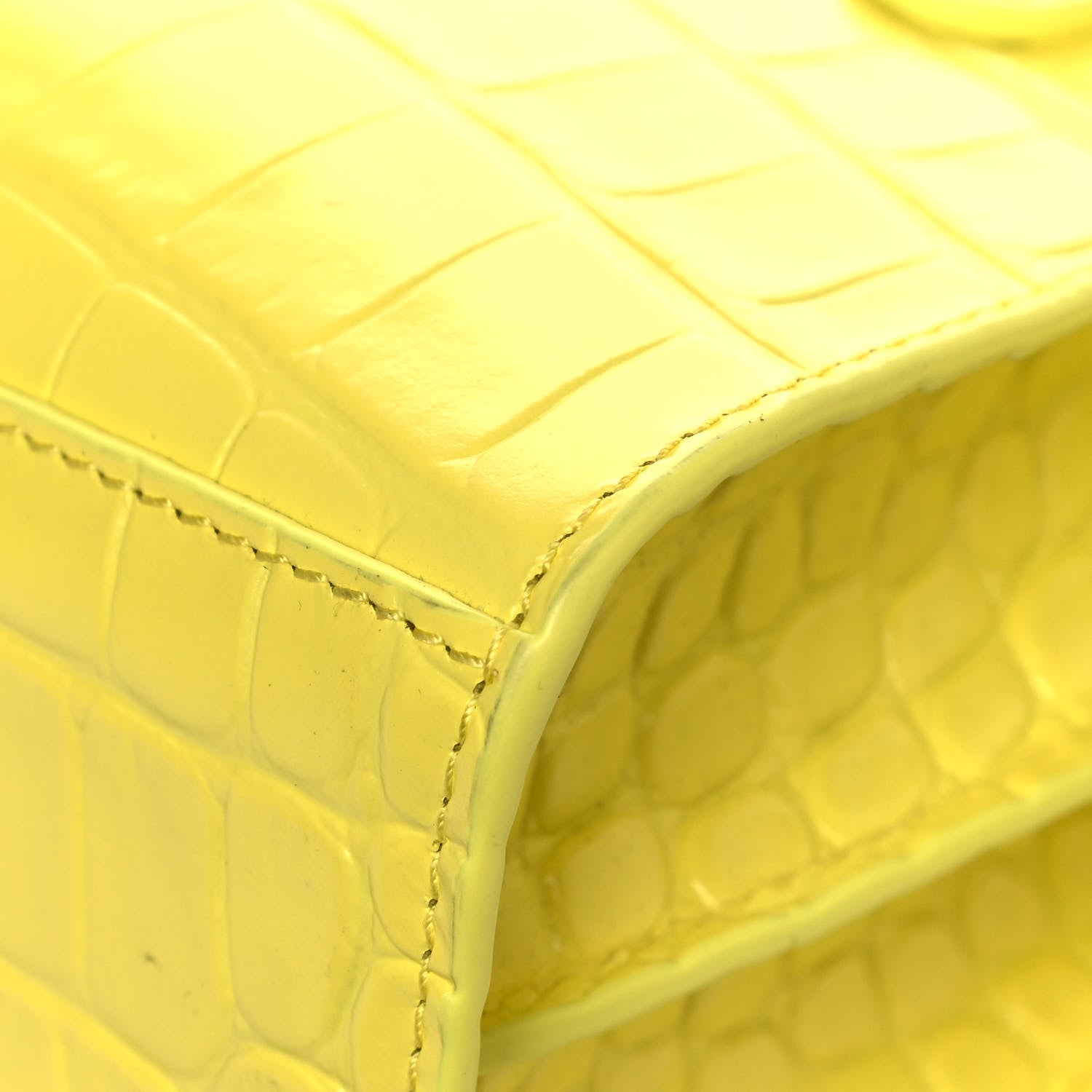 Balenciaga Calfskin Crocodile Embossed Neo Classic Hardware Nano City Crossbody Light Yellow 11 of 12