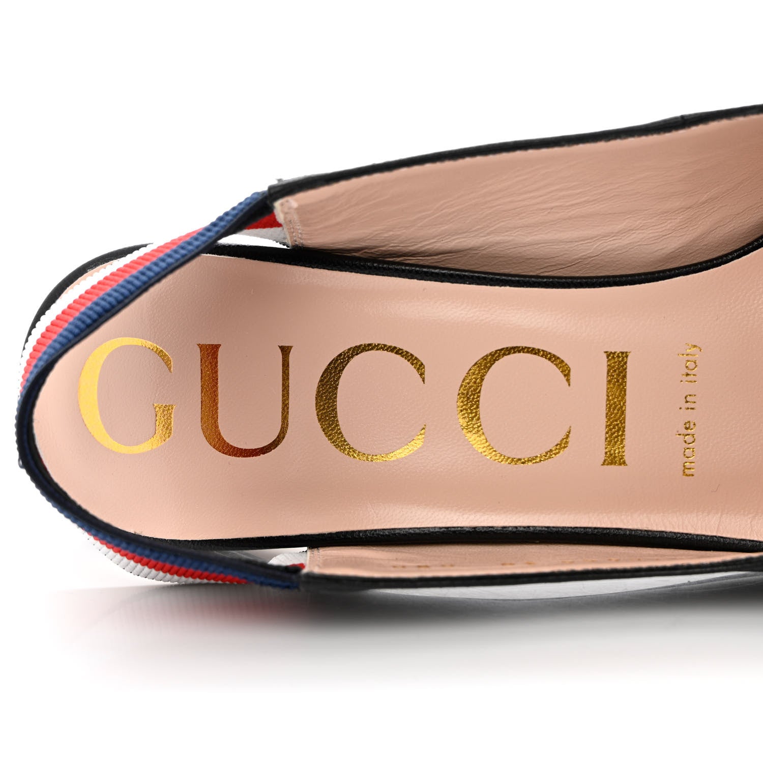 Gucci Malaga Kid Web Sylvie High Heel Slingback Pumps 38 Black 7 of 15