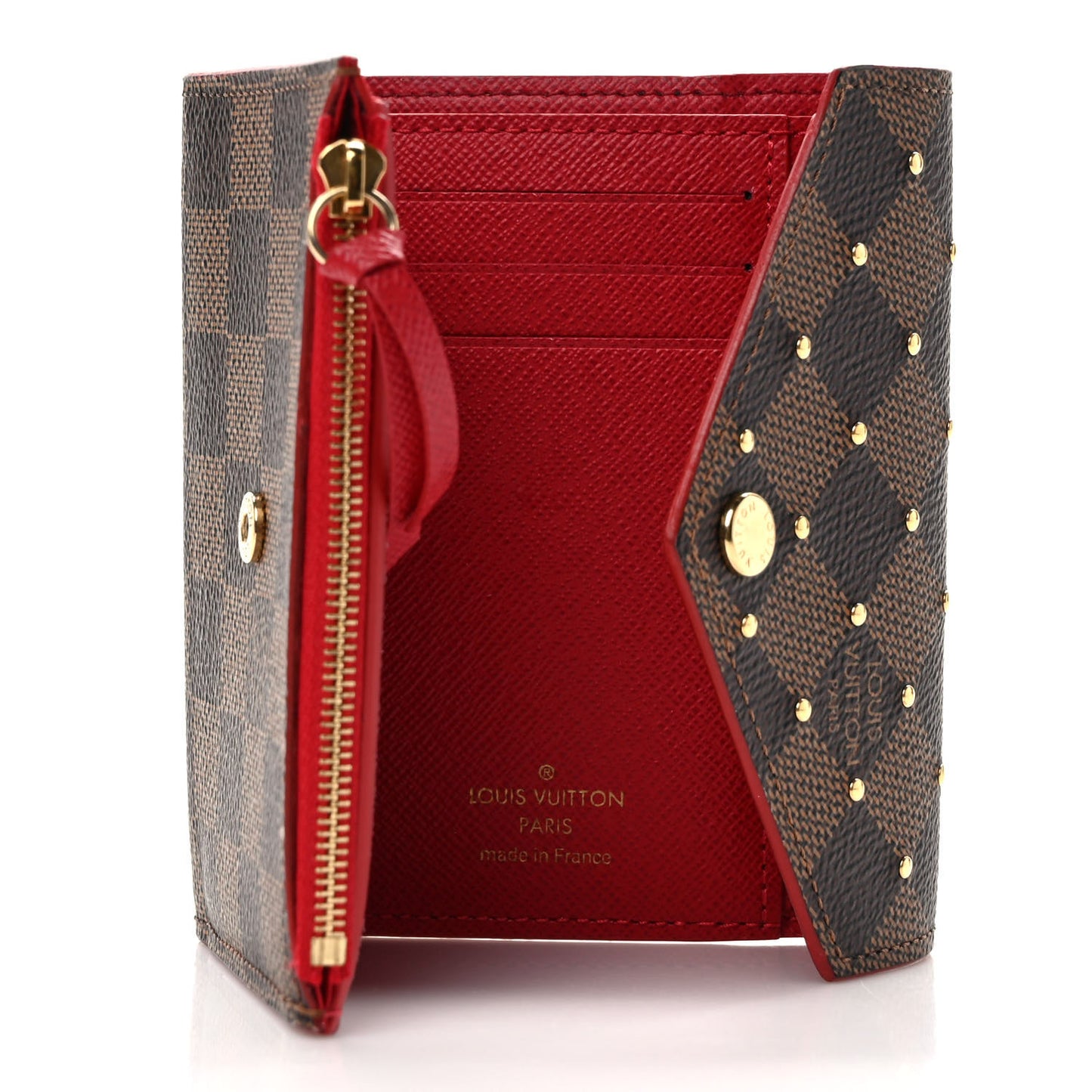 Damier Ebene Studded Victorine Wallet Cherry