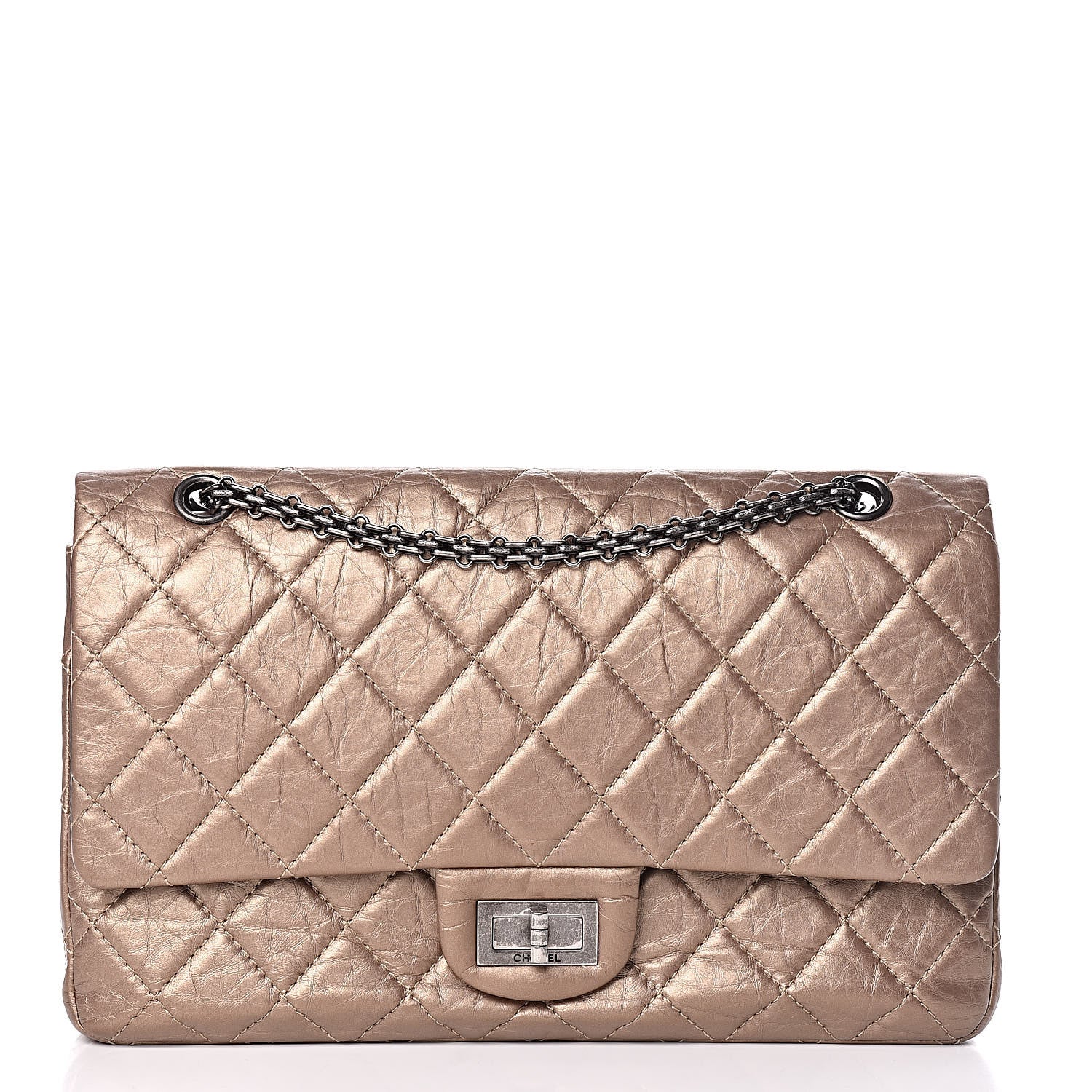 Chanel Metallic Aged Calfskin Quilted 2.55 Reissue 227 Flap Dark Gold 1 of 10