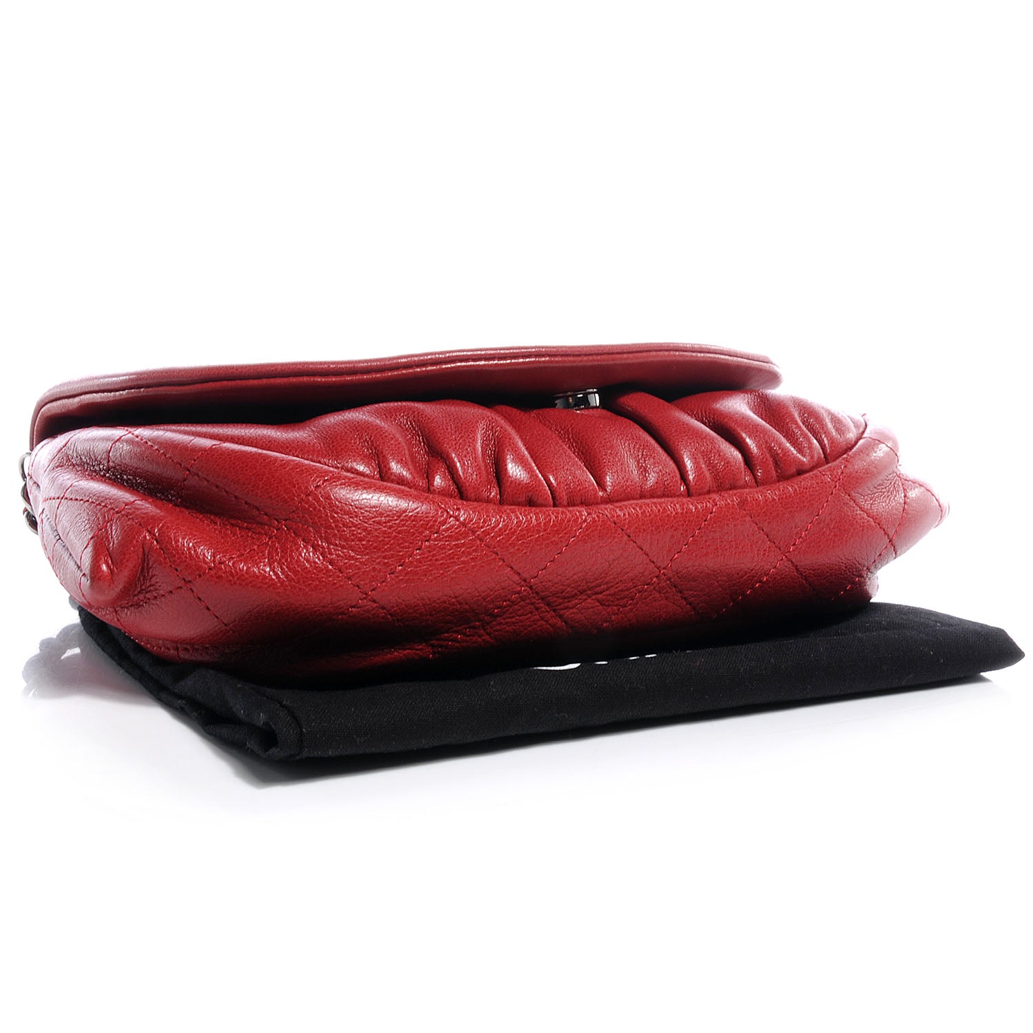Chanel Lambskin Half Moon Wallet On Chain Bag WOC Red 4 of 8